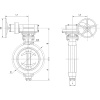 Wafer type butterfly valve with tripple eccentricity with alloyed-steel body and alloyed-steel disk and ss304+graphite seat, DN125, PN16. PA900 series reducer